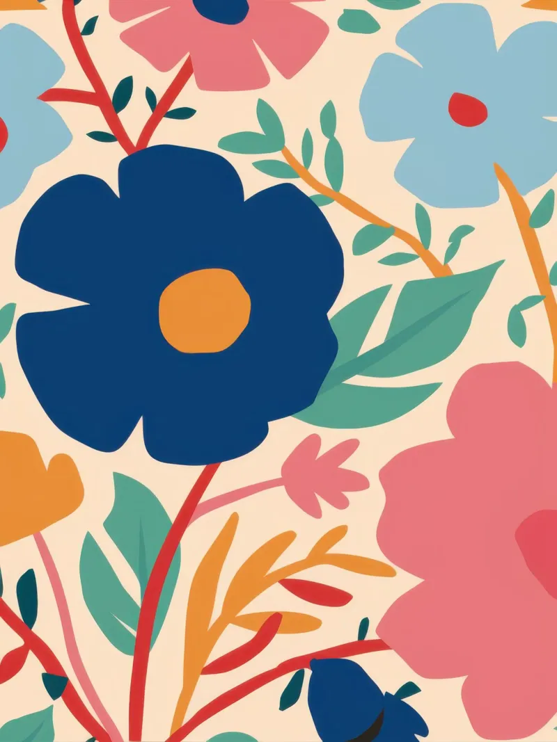 Fiore blu semplice poster con telaio in plastica da Lyra Glaze