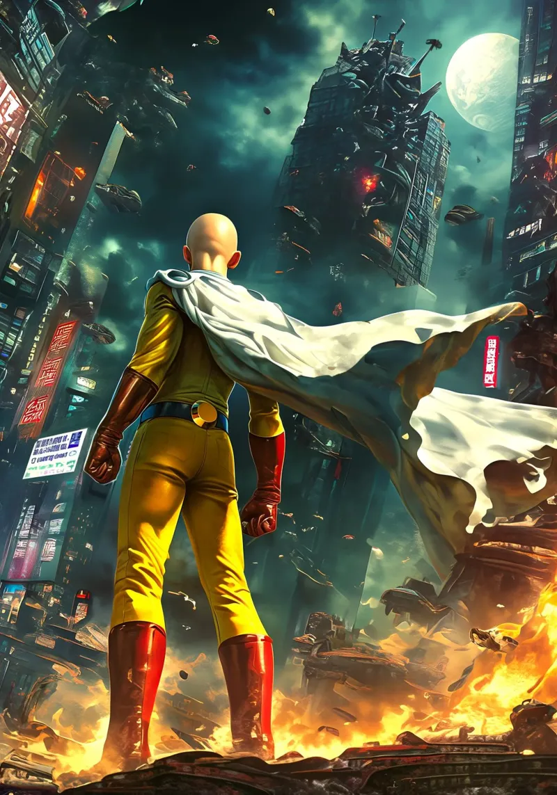 Saitama One Punch Man tela con Cornice a cassetta da Stellar Creative