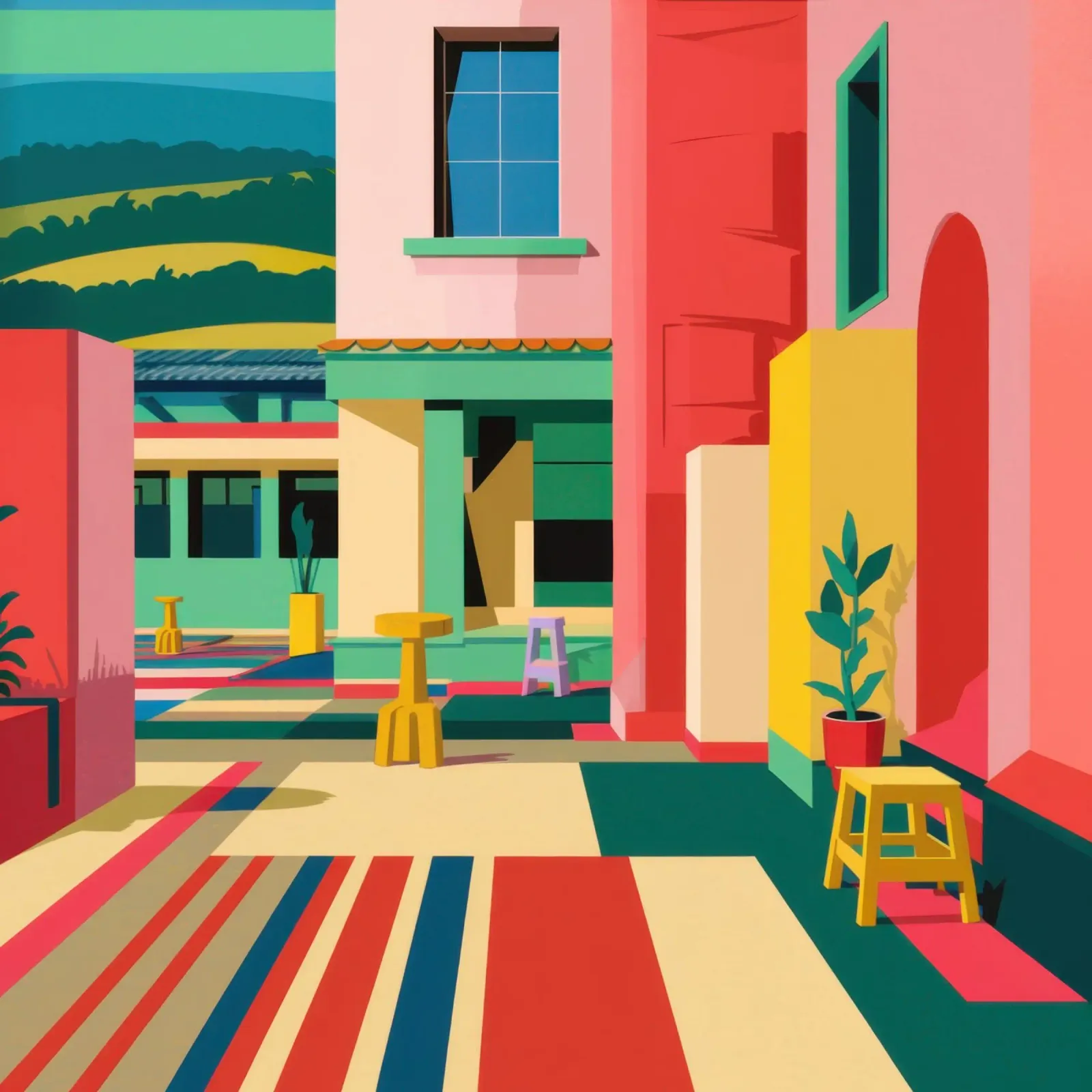 Passaggio in cortile vivace poster con telaio in legno da Lyra Glaze