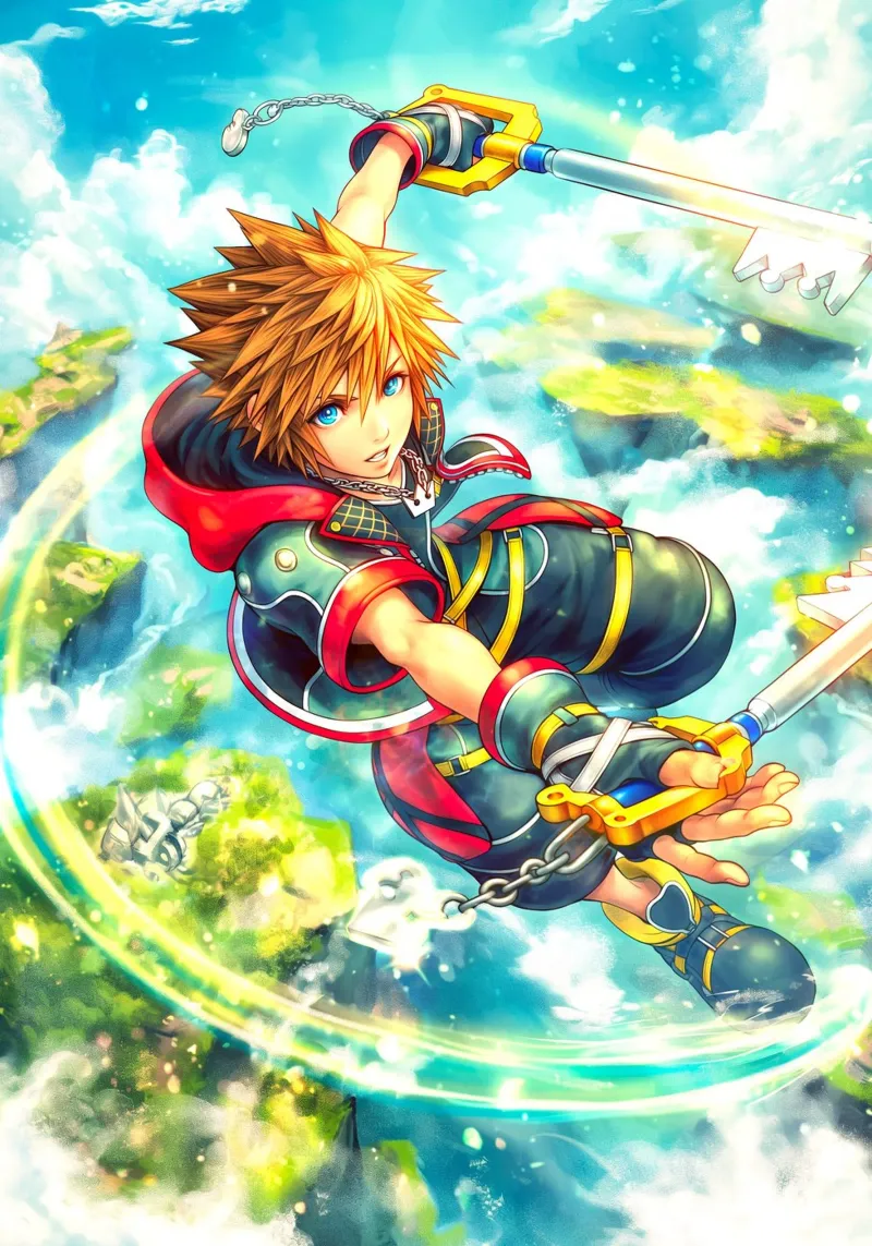 Sora Kingdom Hearts poster con telaio in alluminio da Stellar Creative