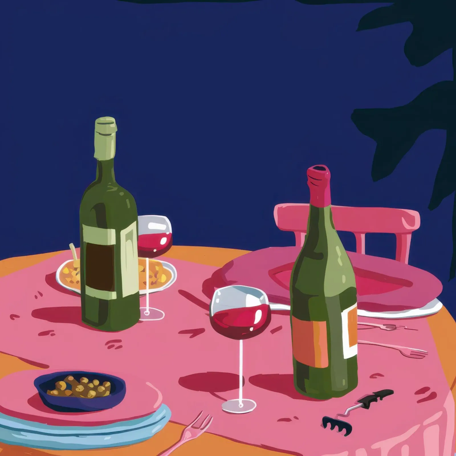 Cena romantica in vigna poster con telaio in legno da Snow Mist