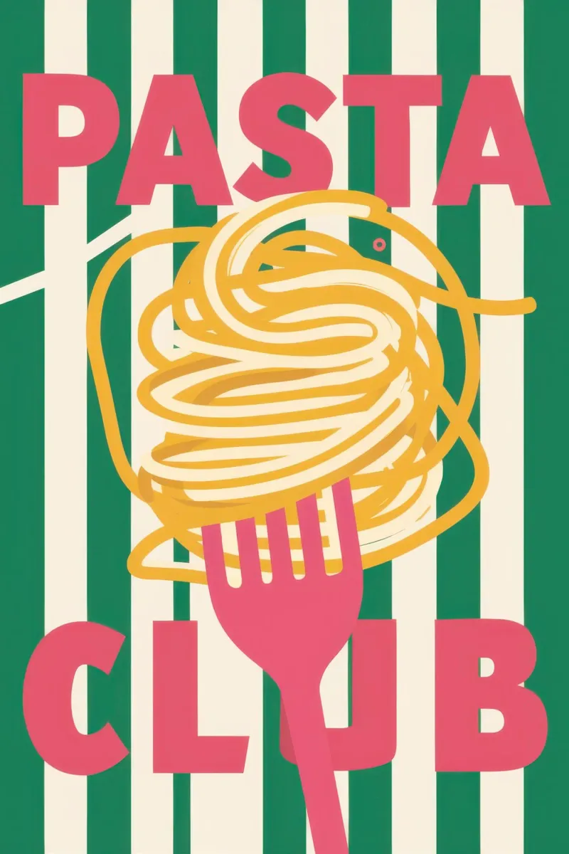 Pasta Club Grafisch canvas met Baklijst van Snow Mist