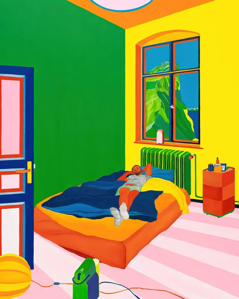 Robert in my room (2023) canvas with Floater frame by mix mate
