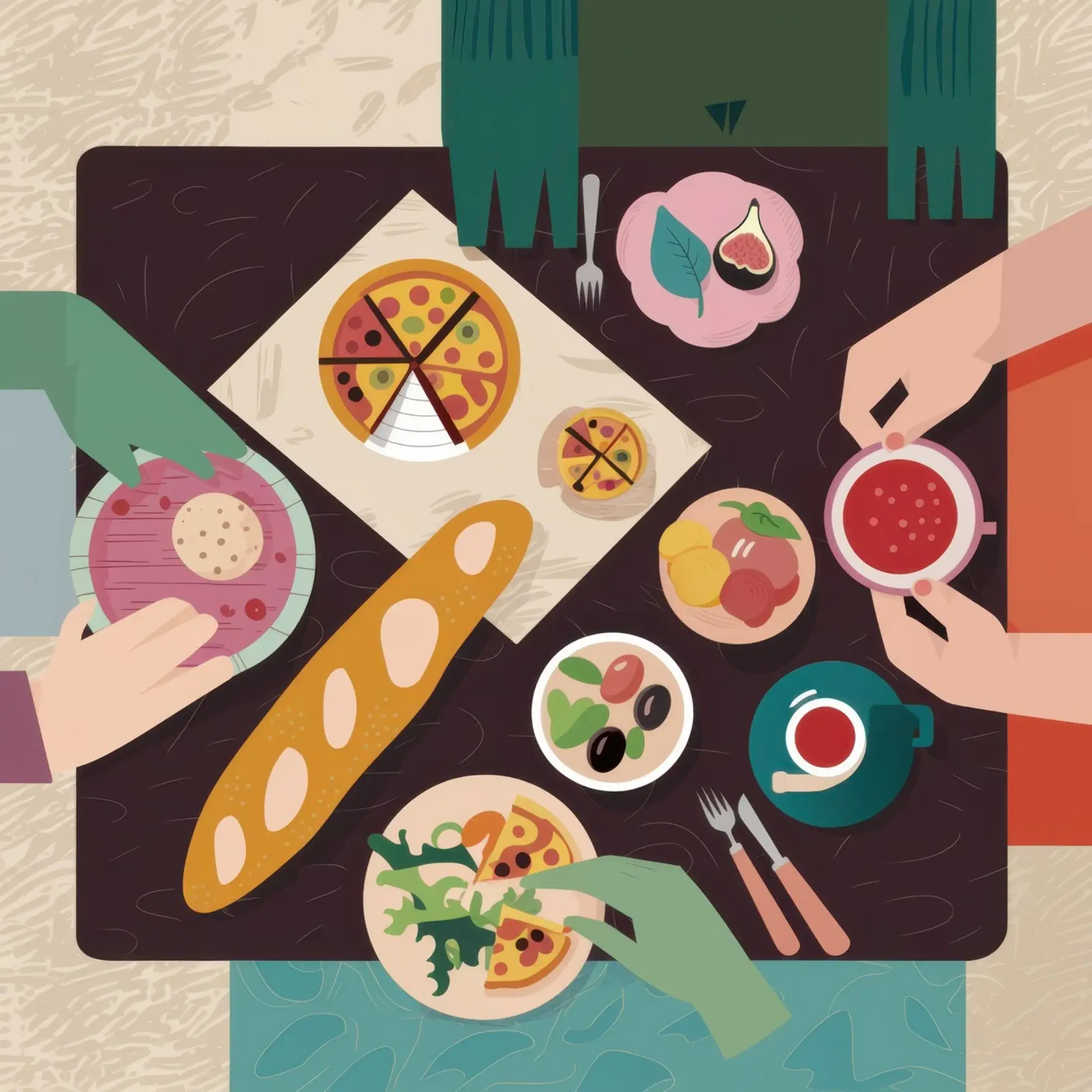 Shared Feast Harmony canvas with Floater frame by Astra Mist