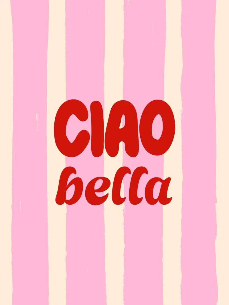 Ciao Bella - Retro Rosa Rayas poster con marco de aluminio de EDMPROJECT