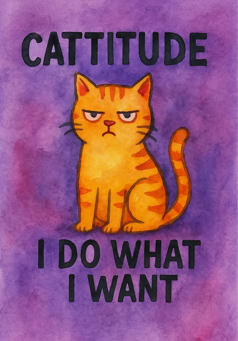 cattitude gatto divertente poster da limous