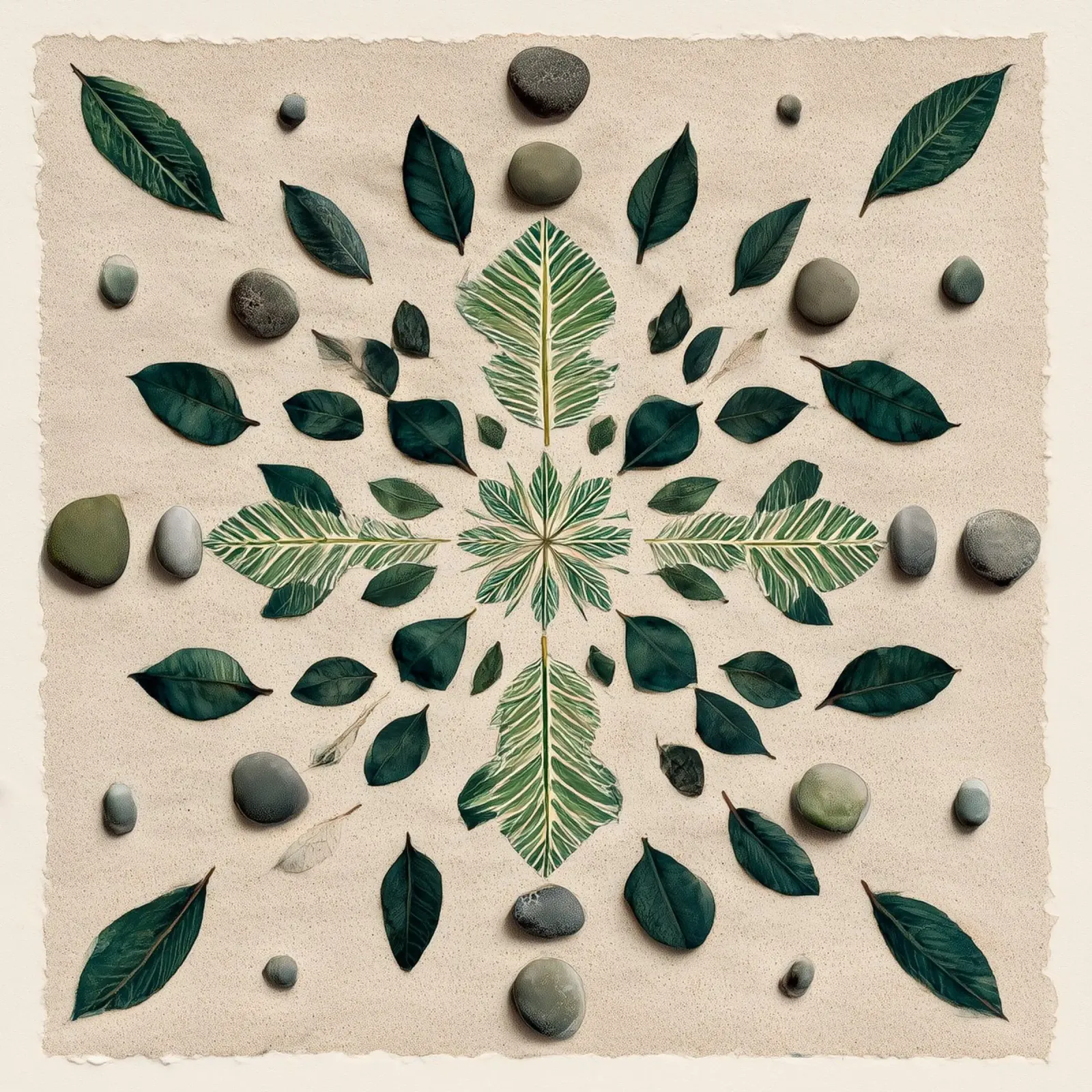 Mandala di foglie e pietre poster da Luke Wilder Studio