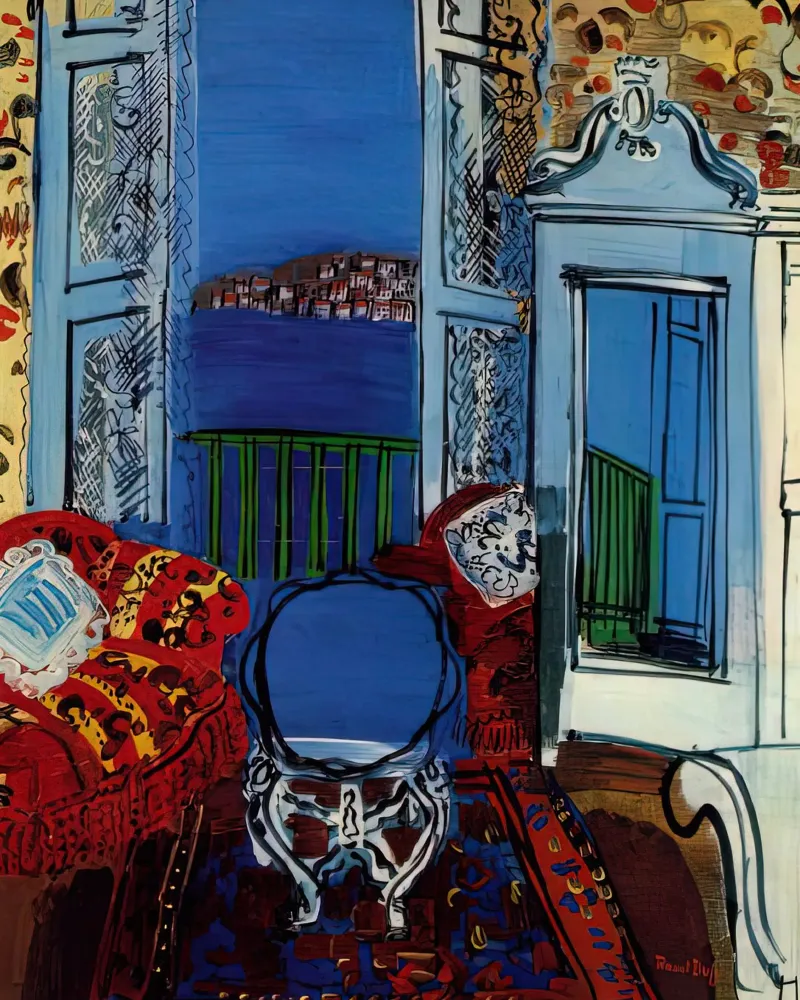 Open Window, Nice, 1928 by Raoul Dufy canvas with Floater frame by mix mate