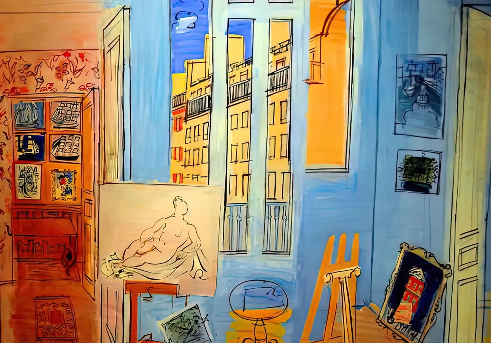Studio con fiori di Raoul Dufy poster da mix mate