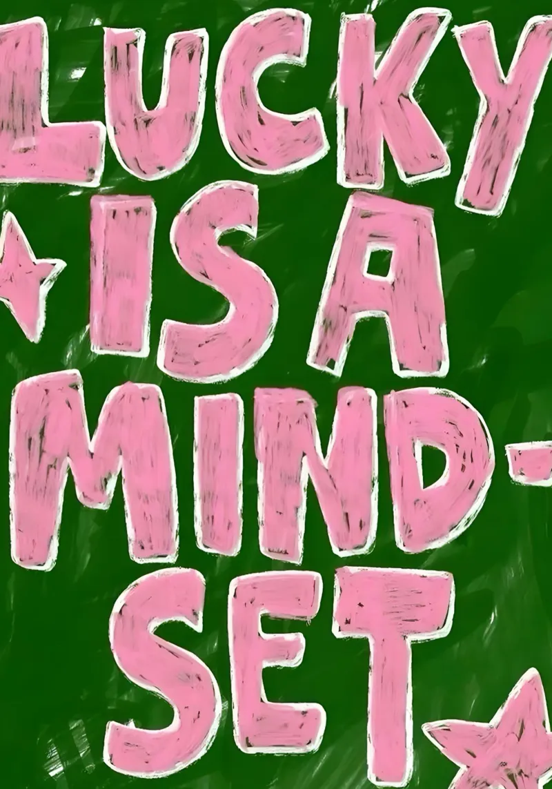 lucky iş a Mindset poster con telaio in alluminio da Type & Tape