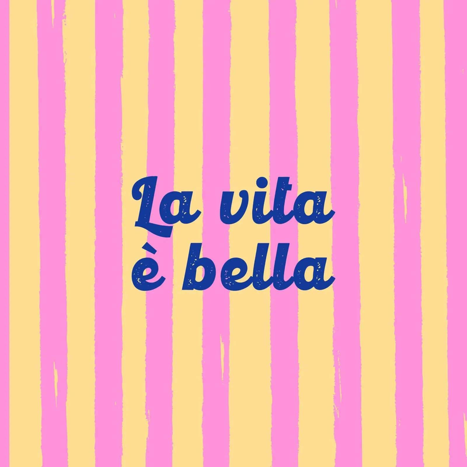 La Vita è Bella - Rayures rétro jaune vif et rose poster avec cadre en plastique de EDMPROJECT