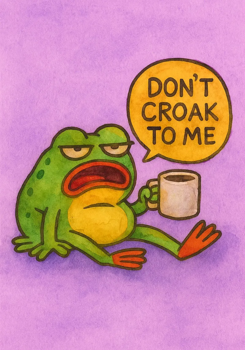 quak nicht zu mir lustiger Frosch Poster mit Holzrahmen von limous