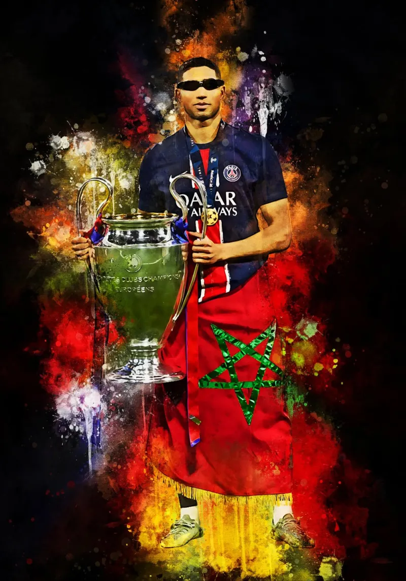 Achraf Hakimi poster con telaio in alluminio da MasterInkArt