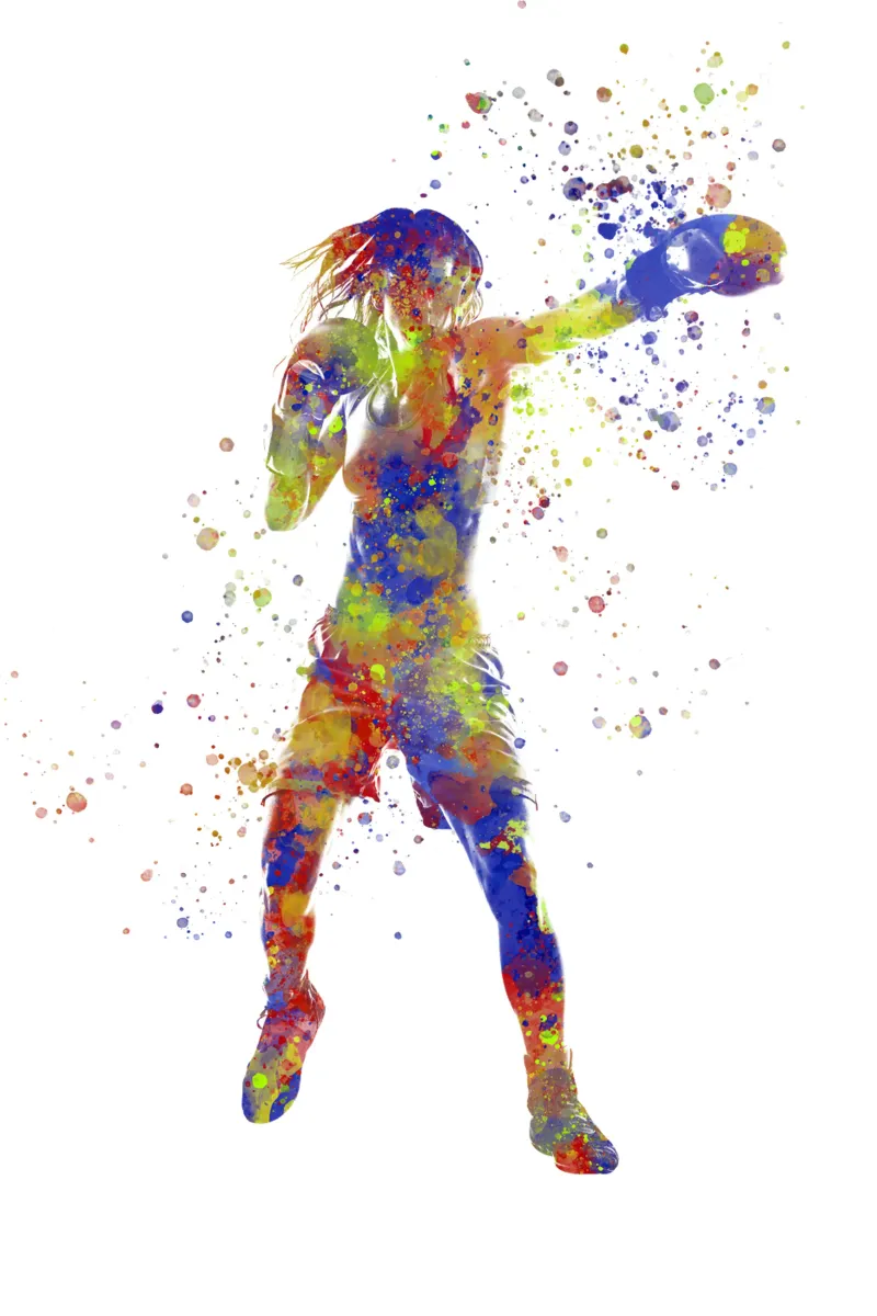 Boxer in acquerello poster con telaio in legno da ⚽ Sports Pulse