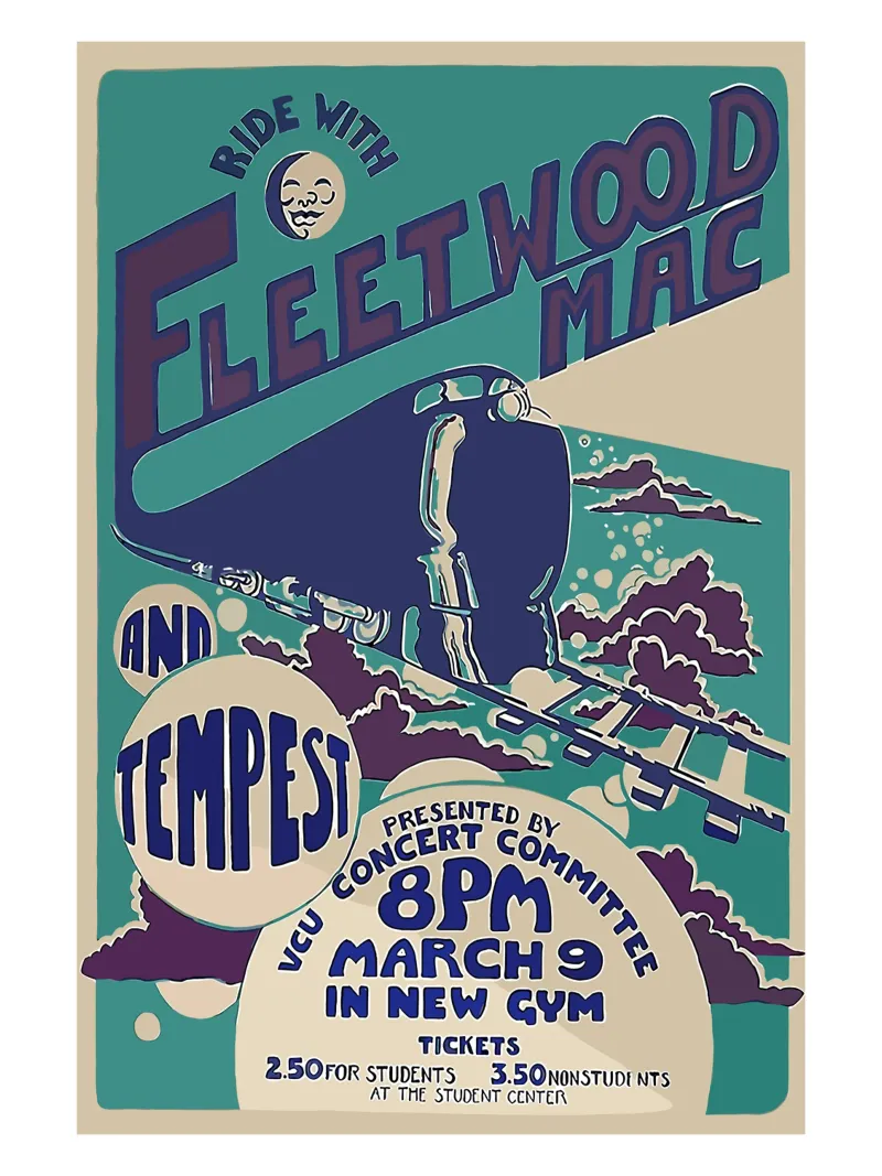 Treno Concerto Fleetwood Mac Vintage tela con Cornice a cassetta da mbapesartur