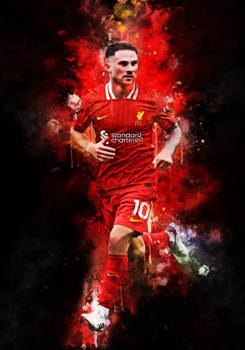 Alexis Mac Allister Liverpool poster con telaio in alluminio da MasterInkArt