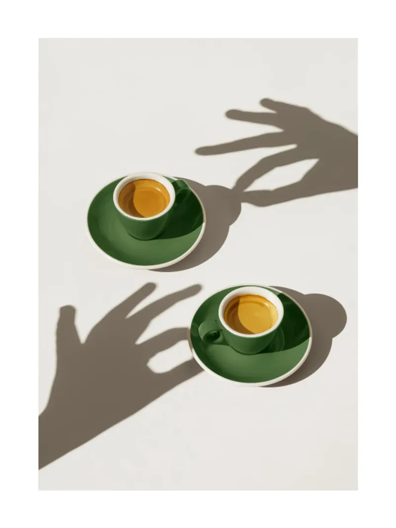 Tazze di caffè verde poster con telaio in legno da mary shop