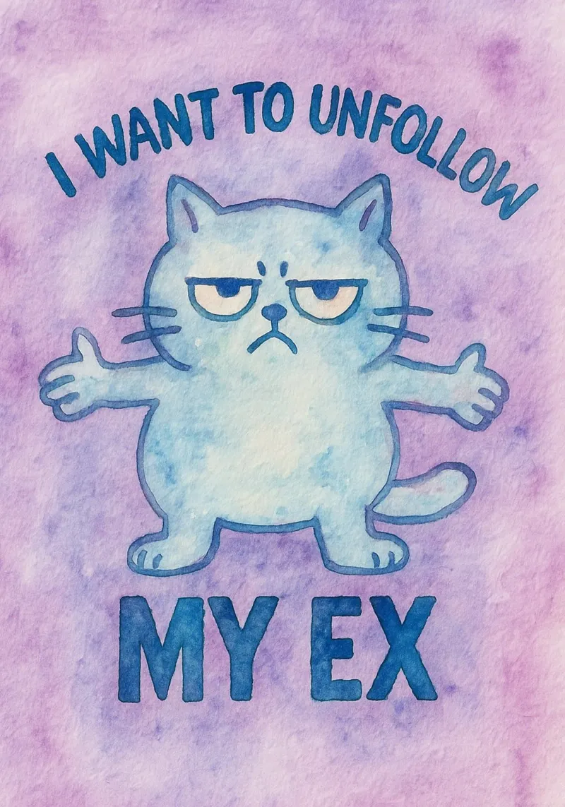 i want to unfollow my ex funny cat poster con marco de aluminio de limous