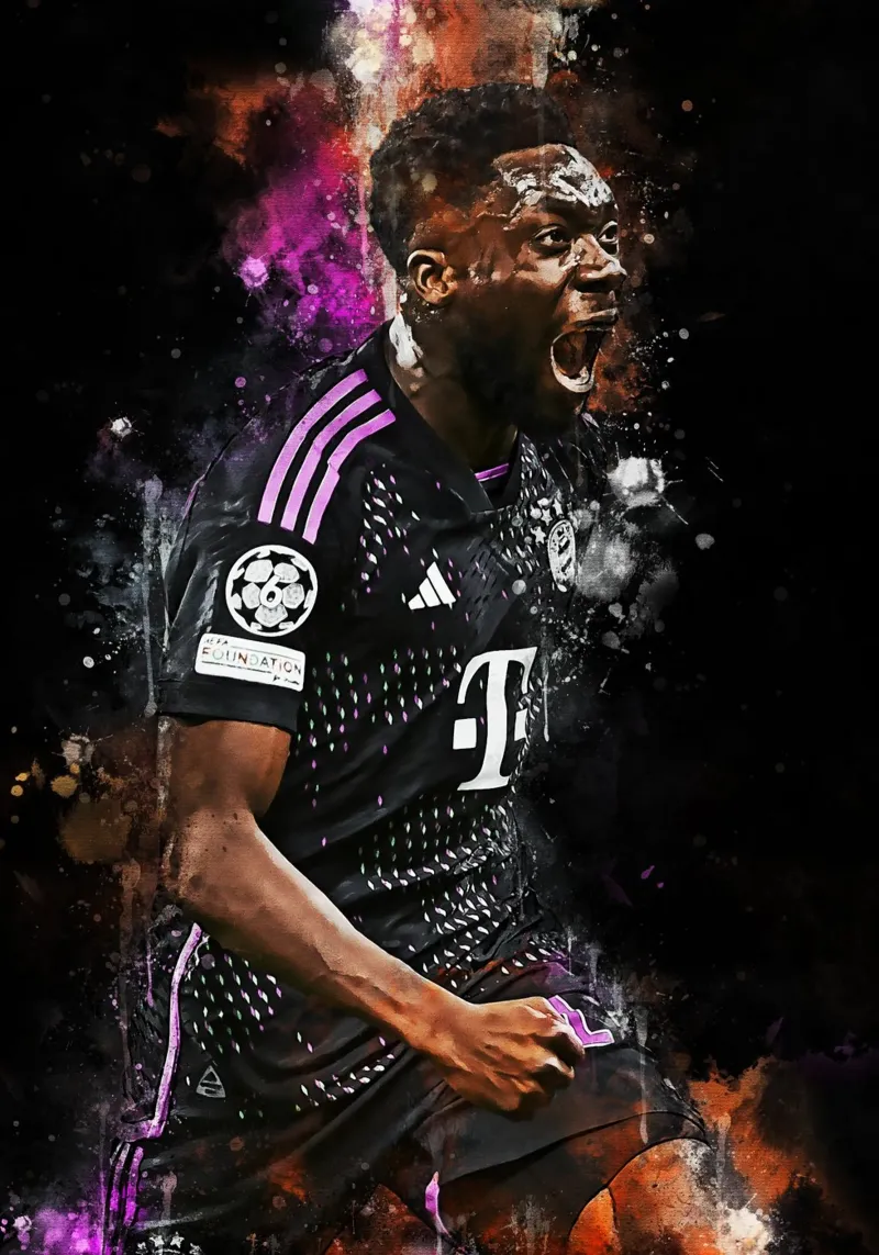 Alphonso Davies poster con telaio in plastica da MasterInkArt
