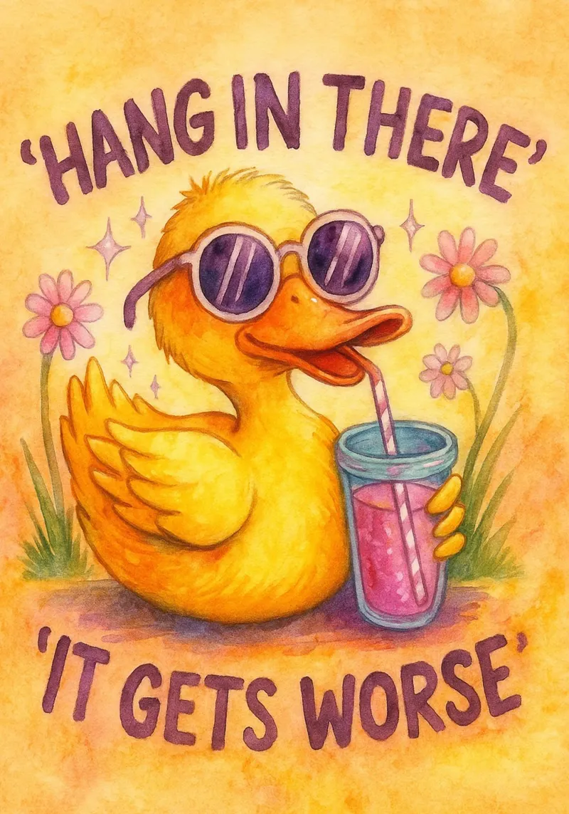 it get worse funny duck canvas with Floater frame by limous