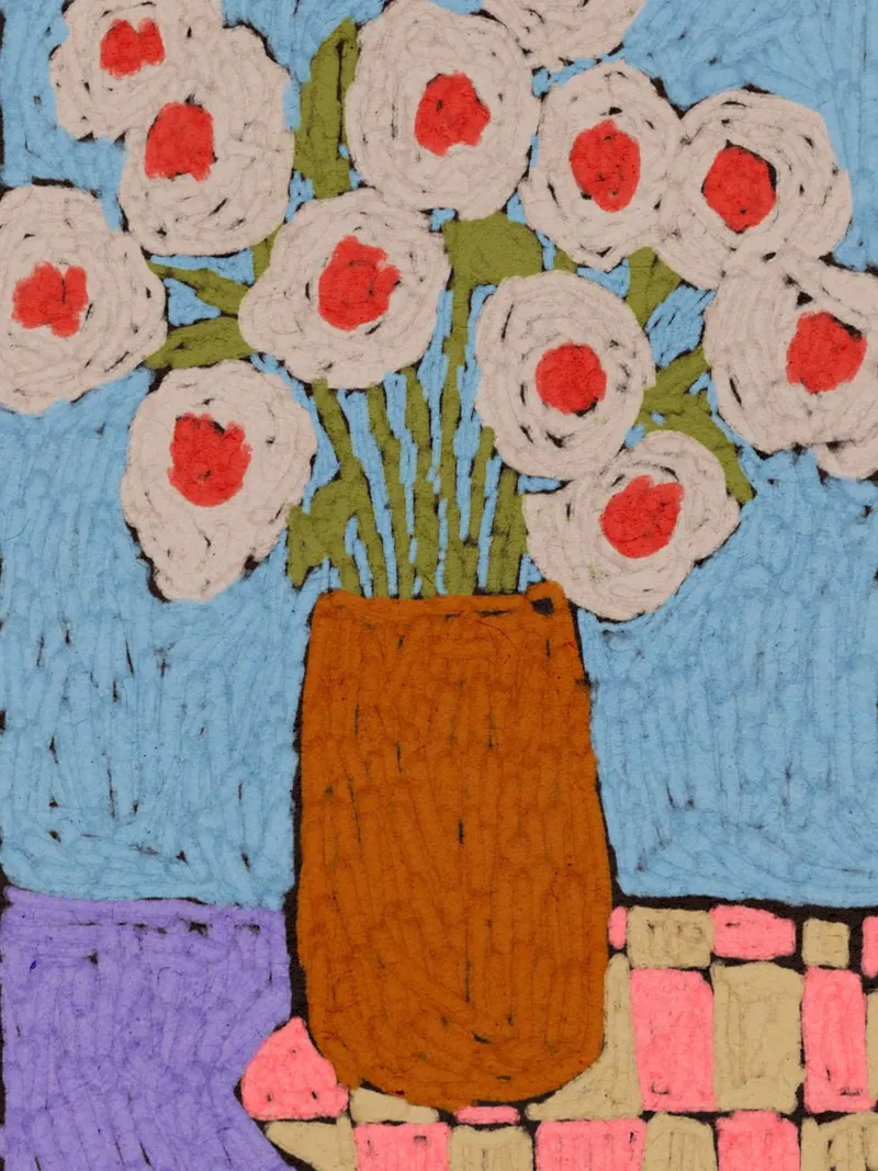 Happy Blooming poster con telaio in legno da treechild