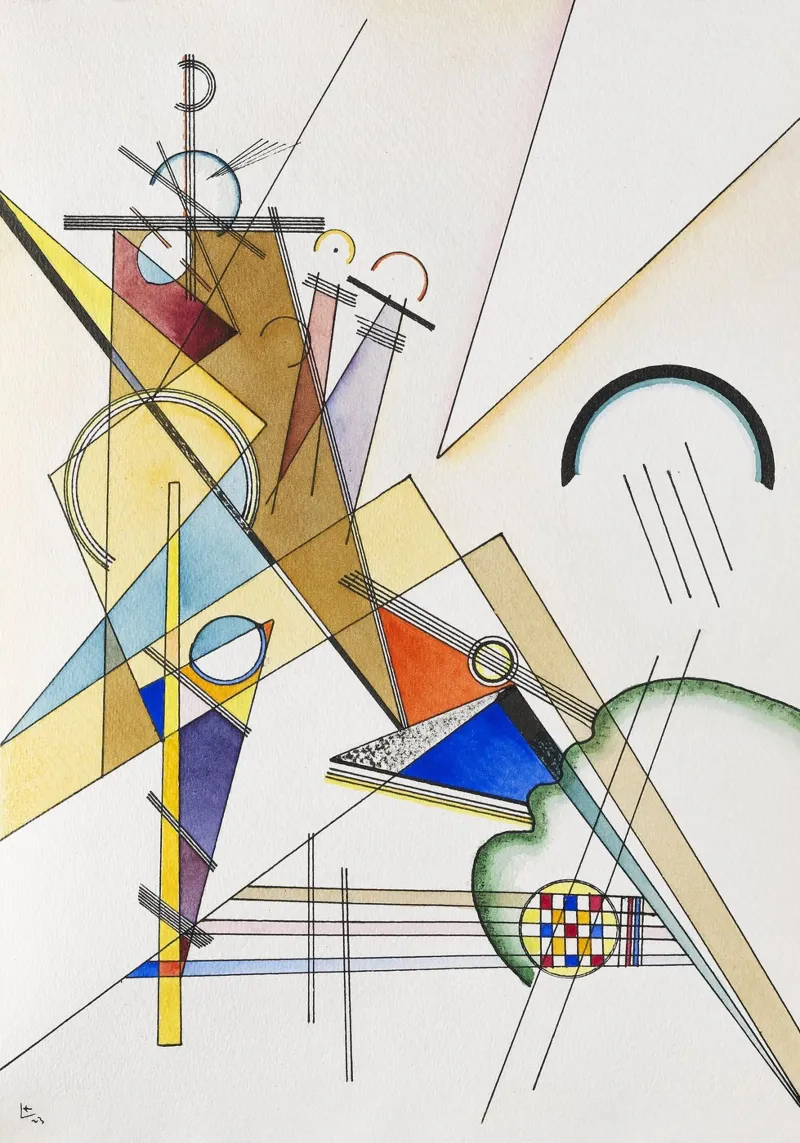 Wassily Kandinsky - Stof 1923- Abstracte kunst canvas met Baklijst van Aesthetic Muse