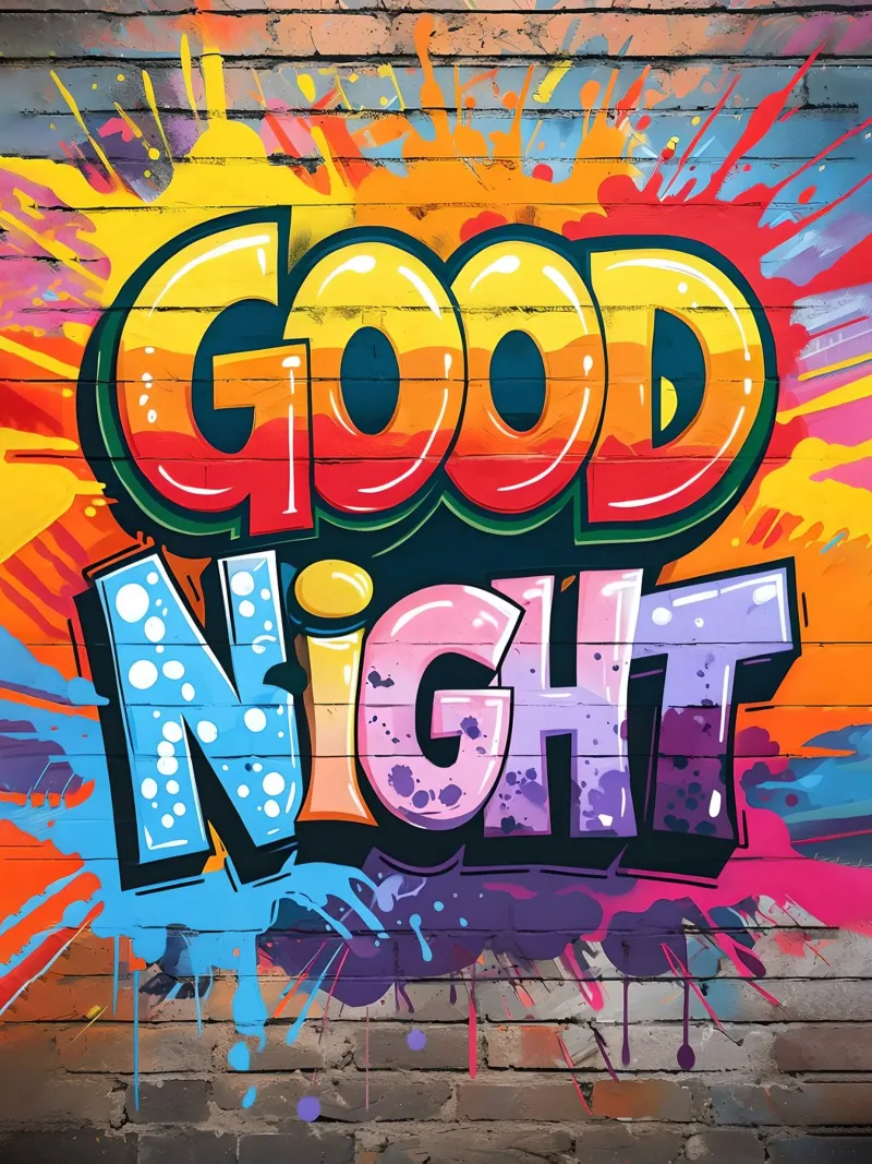 Goedenacht Graffiti Kunst canvas met Baklijst van 🥝 KIWI STORE