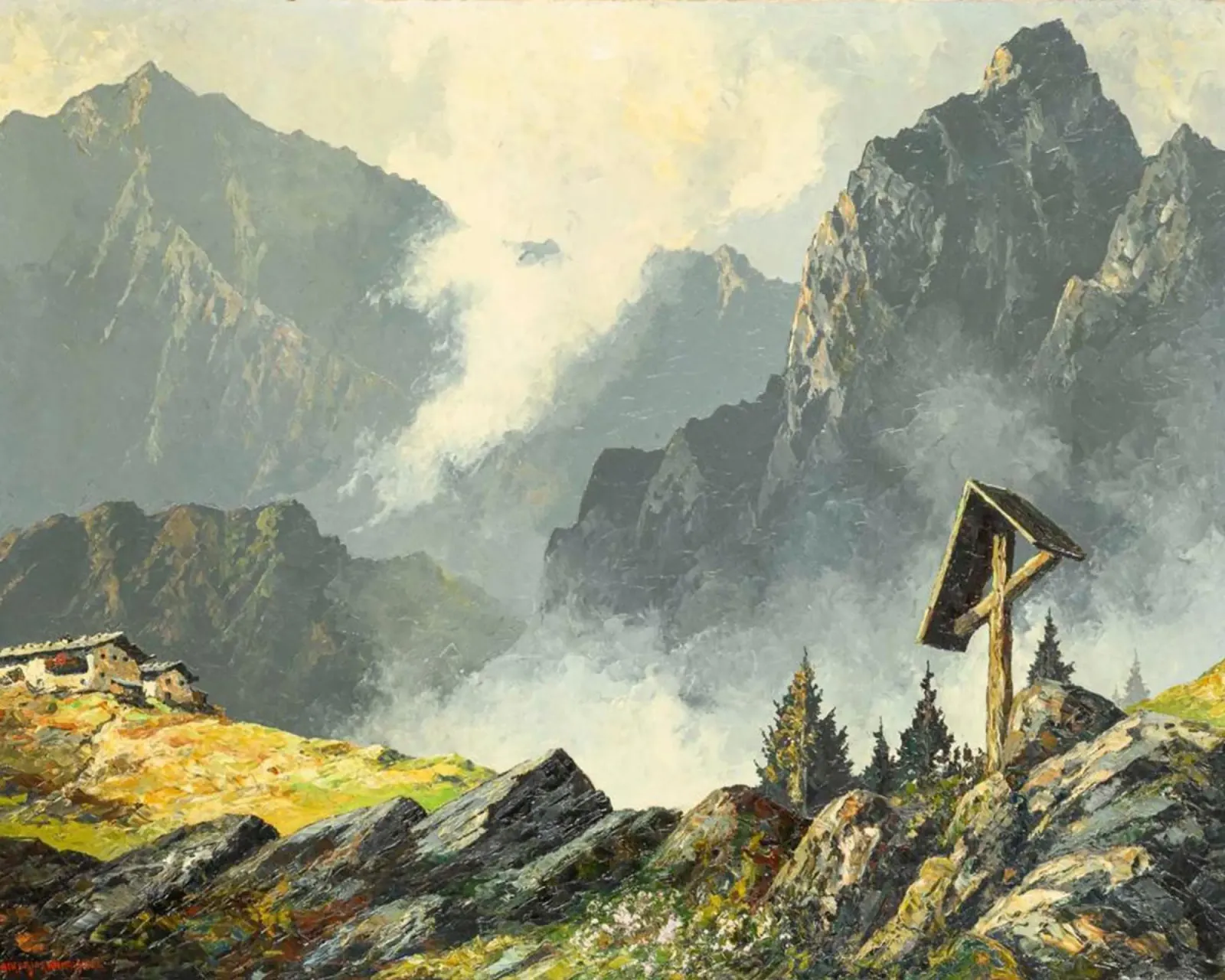 casa sulla scogliera poster con telaio in legno da iding store