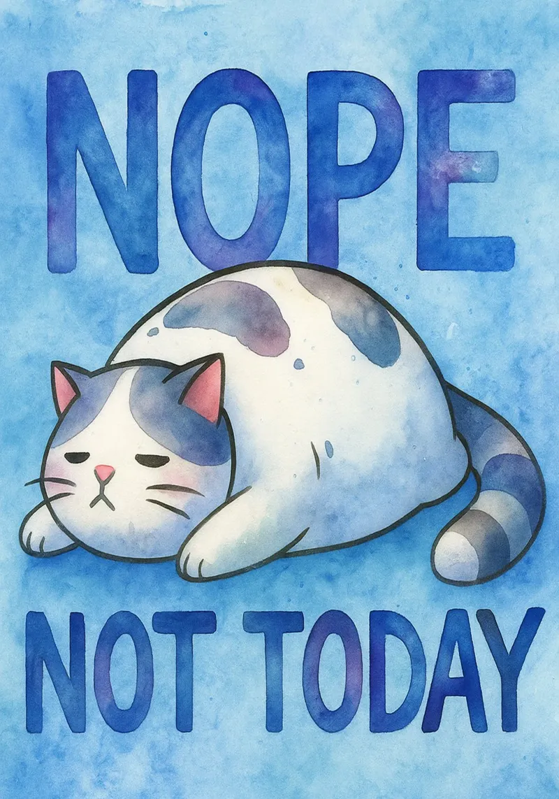 nope not today funny cat canvas with Floater frame by limous