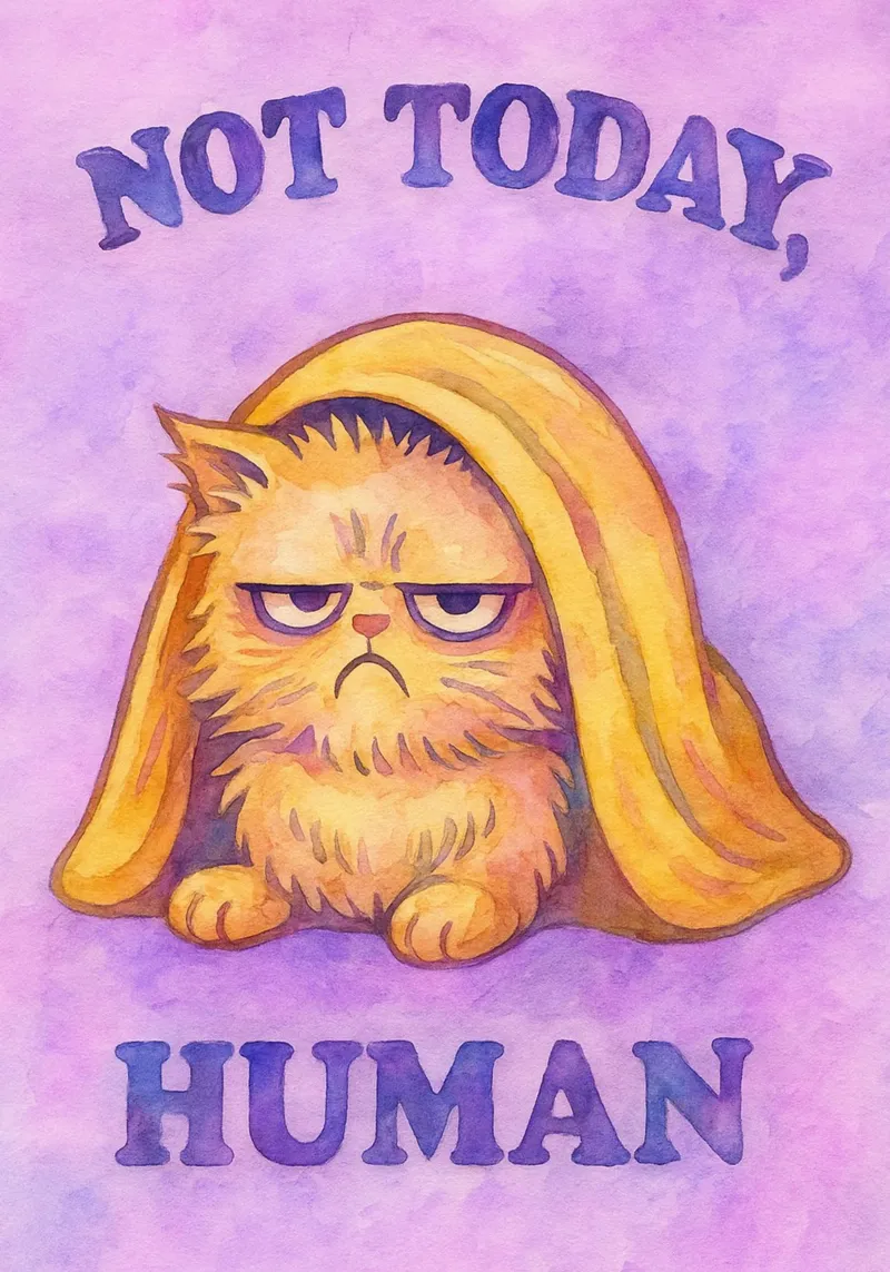 nope not today funny cat canvas with Floater frame by limous