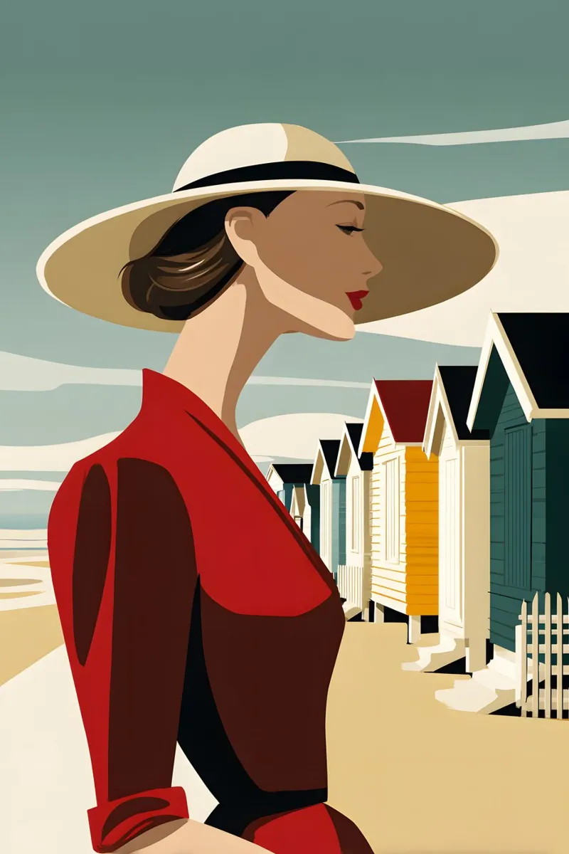 Cabine da bagno poster con telaio in legno da M-Ulrich-Digital Art