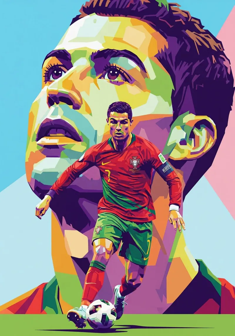 Cristiano Ronaldo artistic design poster con telaio in alluminio da Hantamrata