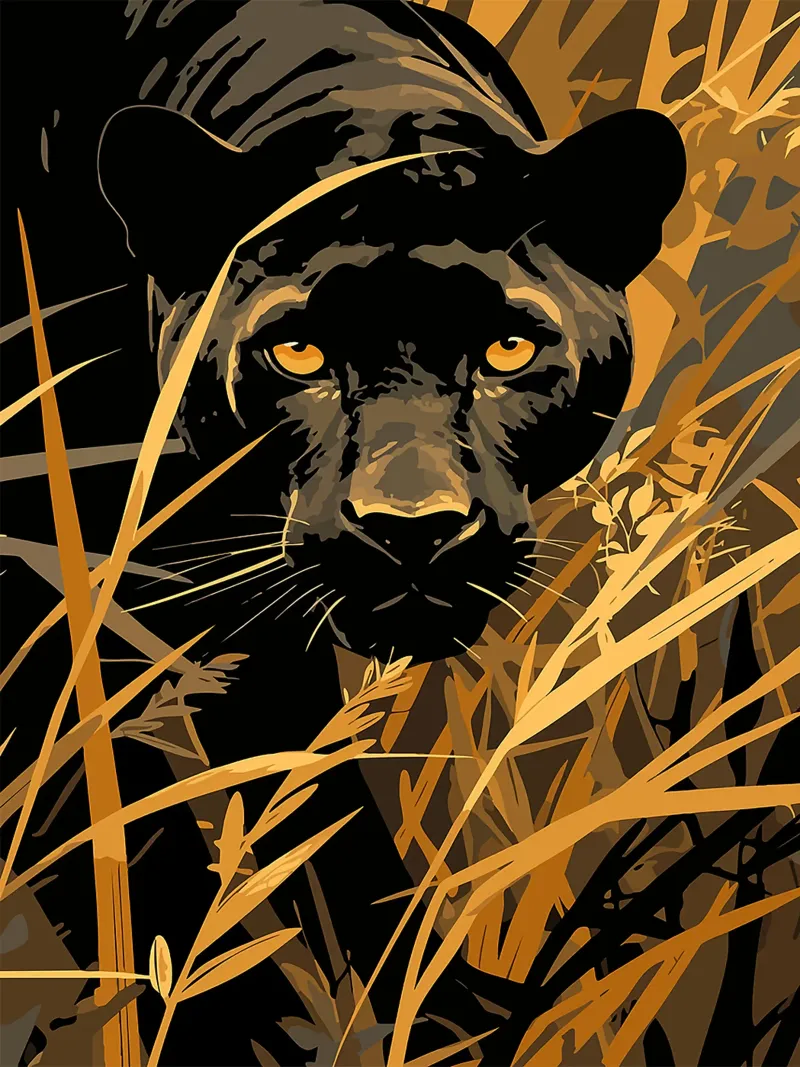 pantera jungla follaje vida salvaje gran felino poster con marco de madera de Lukas Hoffmann