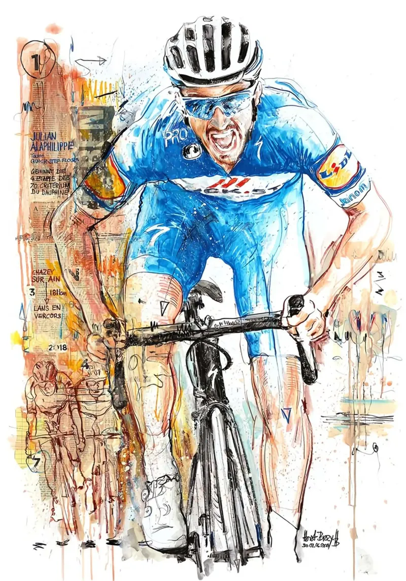 Julian Alaphilippe velocista poster con telaio in legno da SPECIAL SHOP GENTHO UK