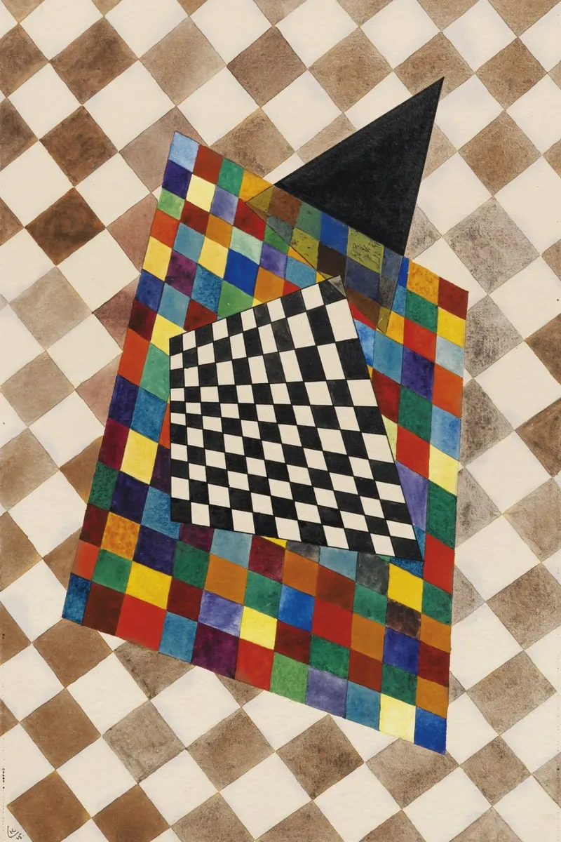 Wassily Kandinsky - Geruit - Abstracte Kunst canvas met Baklijst van Aesthetic Muse