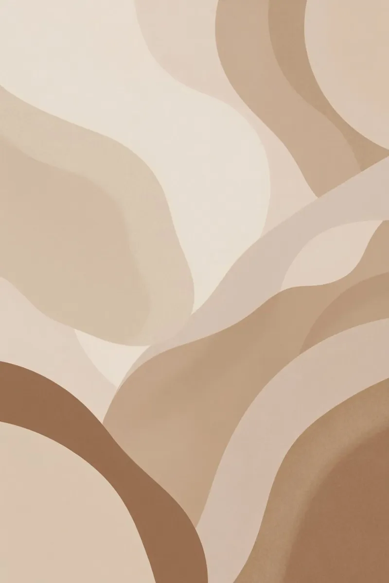Forme astratte sovrapposte di colore beige e marrone poster con telaio in legno da DesignDoodle