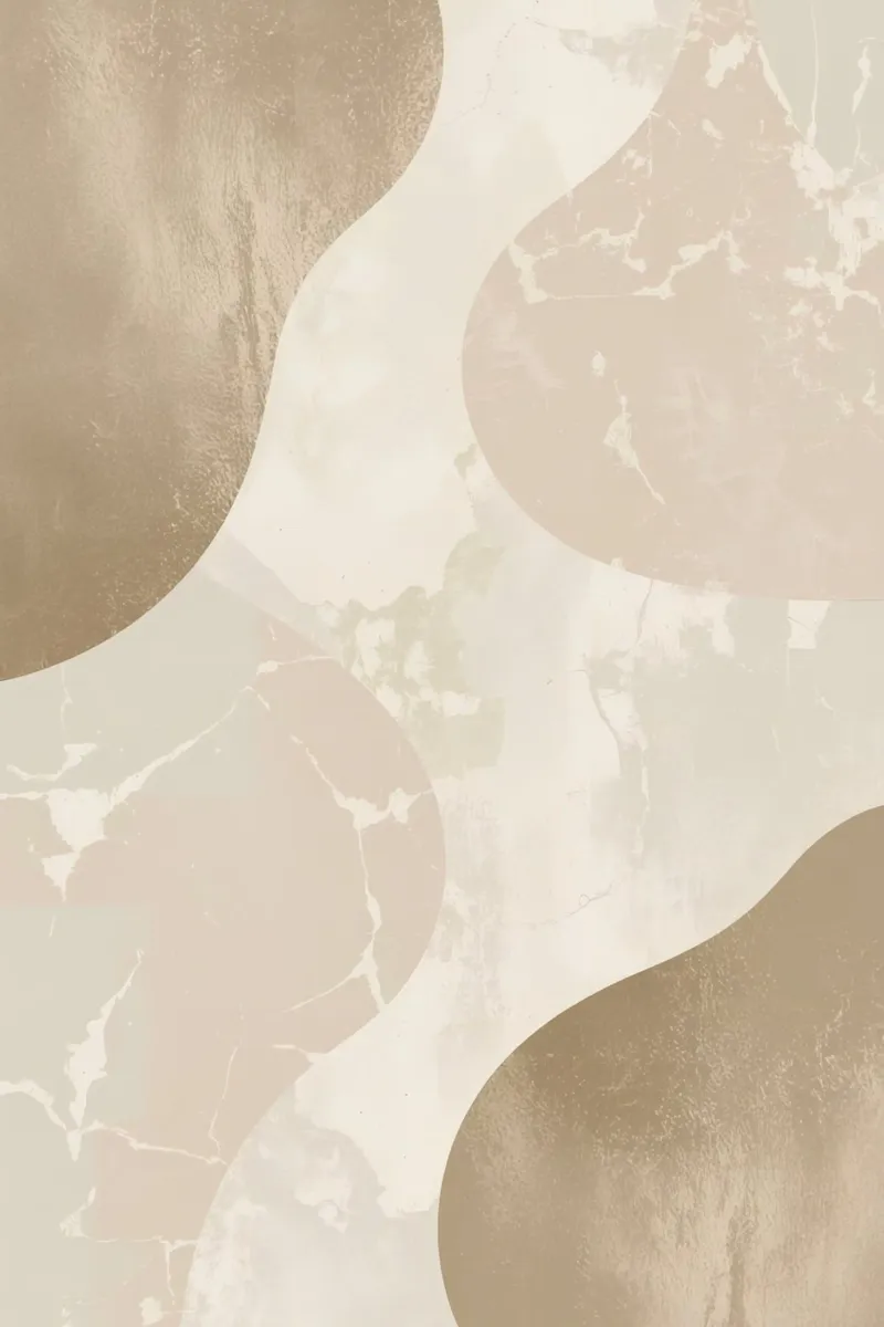 Abstract Beige and Brown Shapes with Marble and Metallic art canvas with Floater frame by DesignDoodle