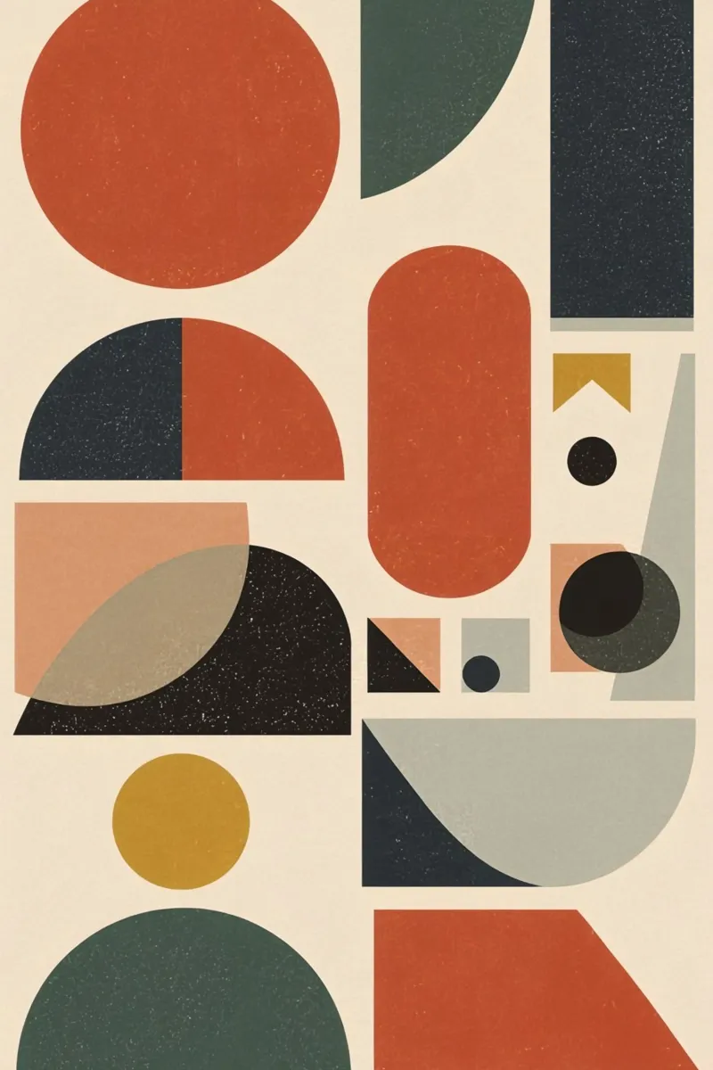 Composizione geometrica astratta di forme e colori poster con telaio in alluminio da DesignDoodle