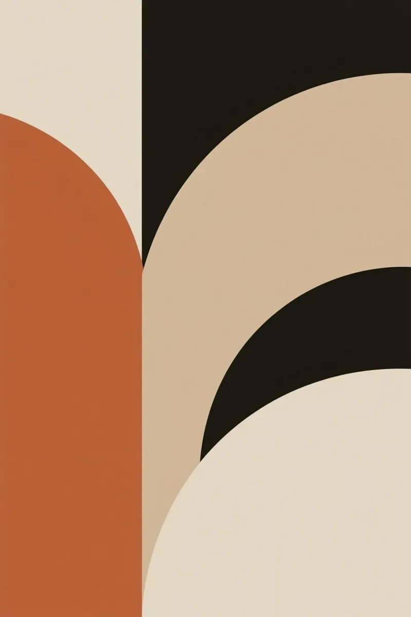 Composizione geometrica astratta con cerchi e rettangoli poster con telaio in alluminio da DesignDoodle