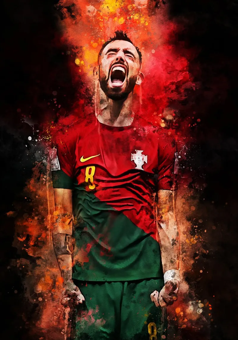 Bruno Fernandes poster con telaio in plastica da MasterInkArt
