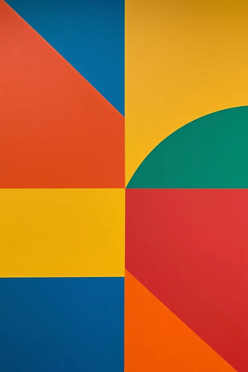 Abstract Geometric Composition with Colored Rectangles poster with aluminum frame by DesignDoodle