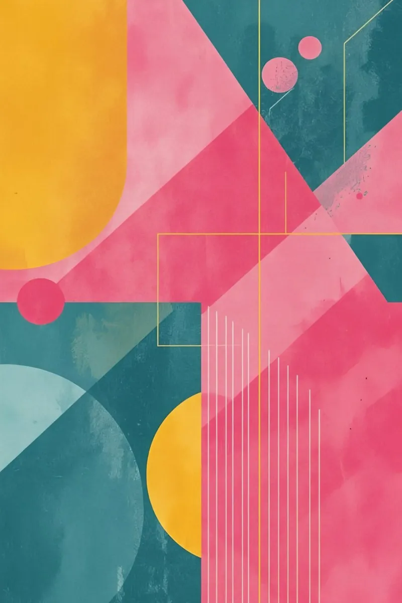 Composizione geometrica astratta con forme e linee poster con telaio in plastica da DesignDoodle