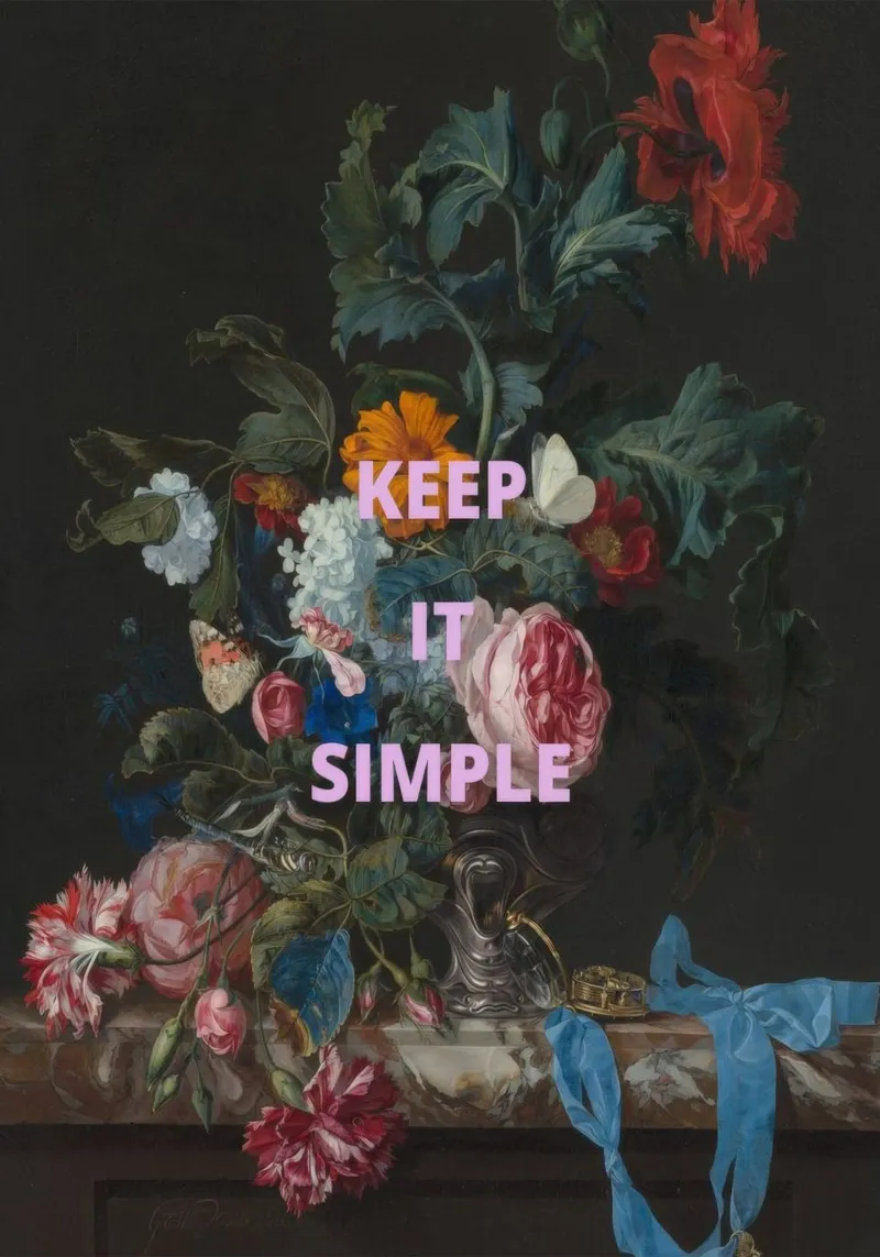 Keep It Simple Floral Still Life poster con telaio in alluminio da WORD & WONDER