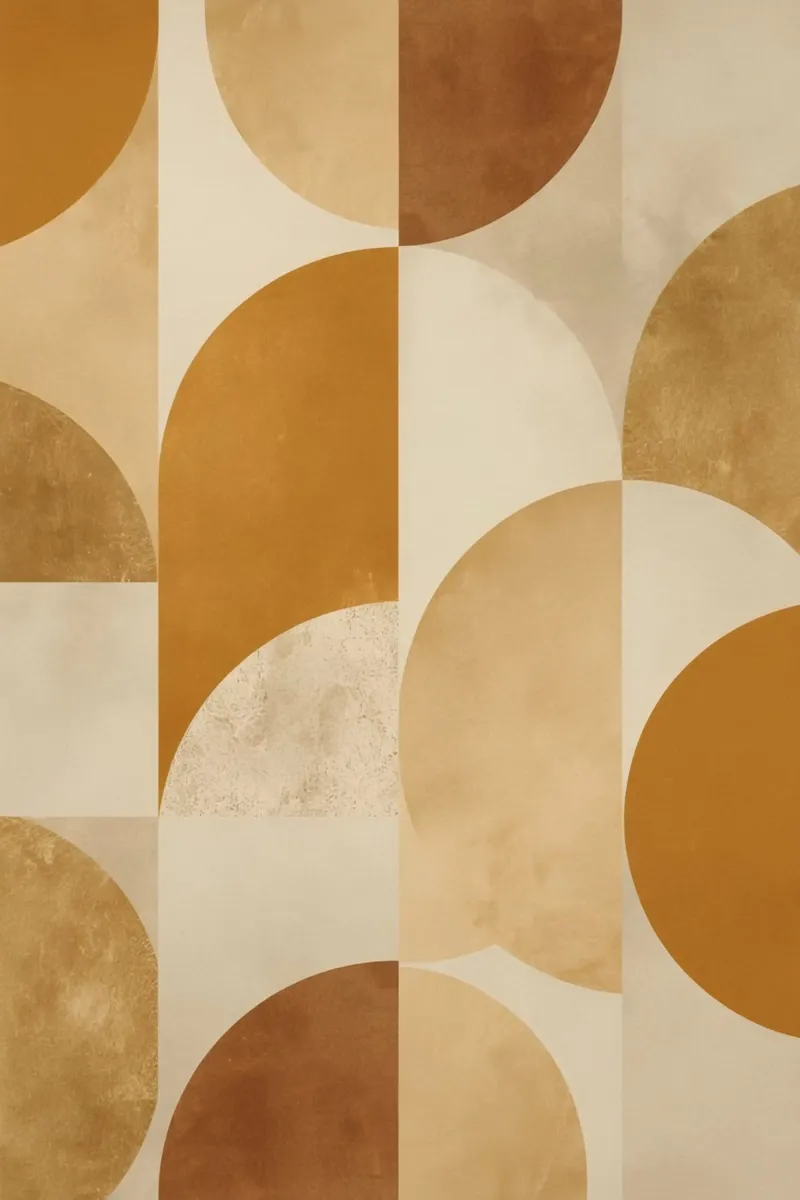 Modello geometrico astratto con cerchi e quadrati nella terra poster con telaio in plastica da DesignDoodle