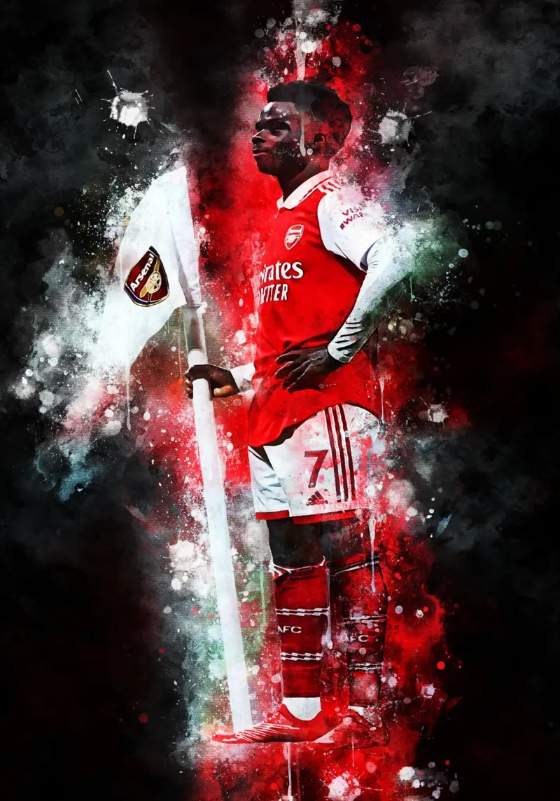 bukayo saka arsenal poster con telaio in plastica da MasterInkArt