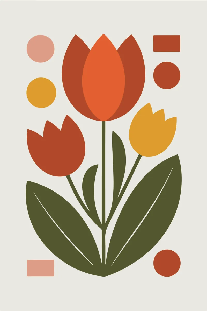 Bold Boho Tulips 1 poster con telaio in alluminio da LisaArtes