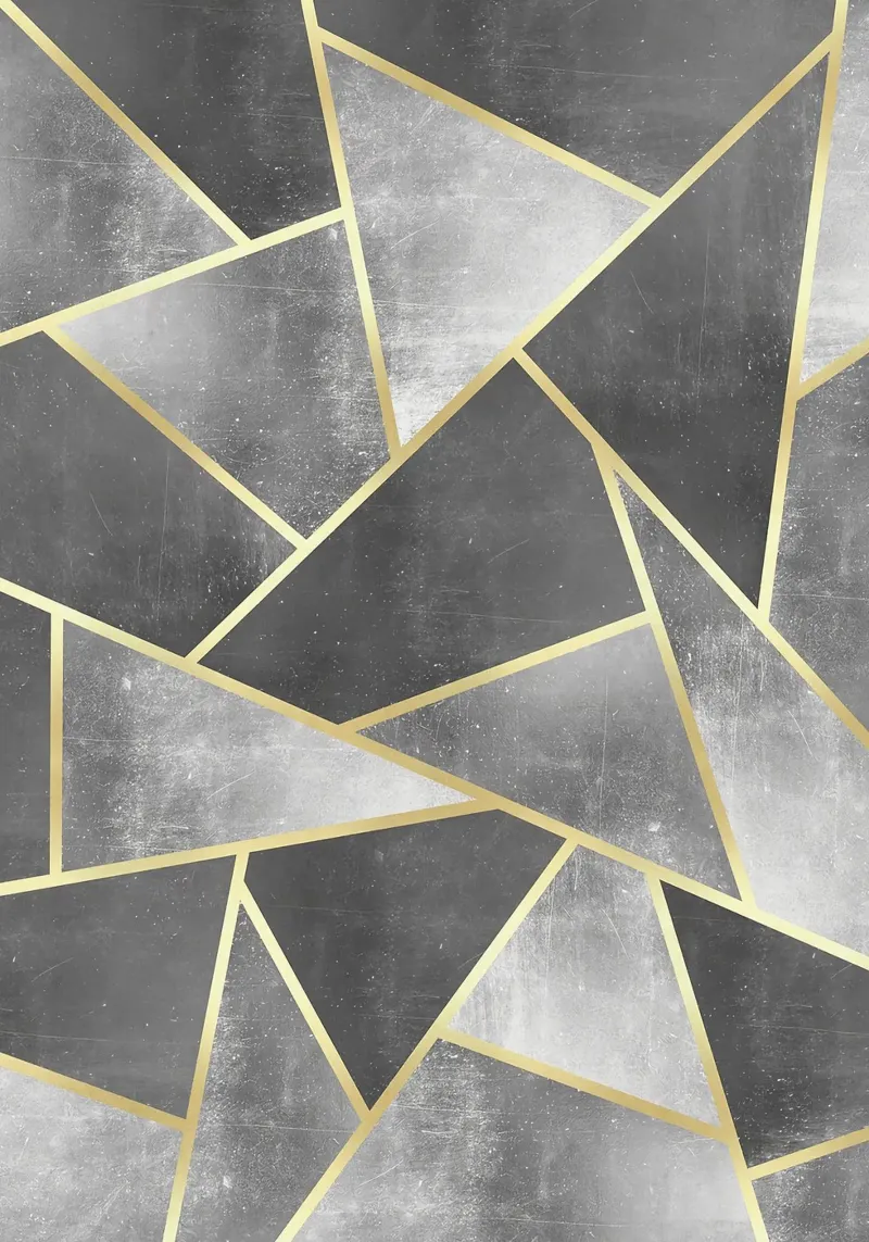 triangoli geometrici astratti linee d'oro poster con telaio in plastica da Patrick M Gerber