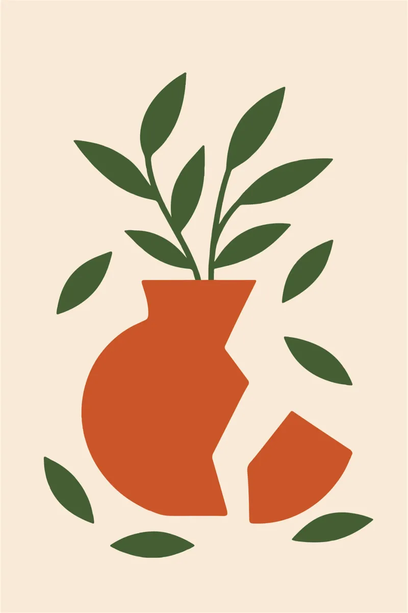 Broken Vase Botanical poster con telaio in alluminio da LisaArtes
