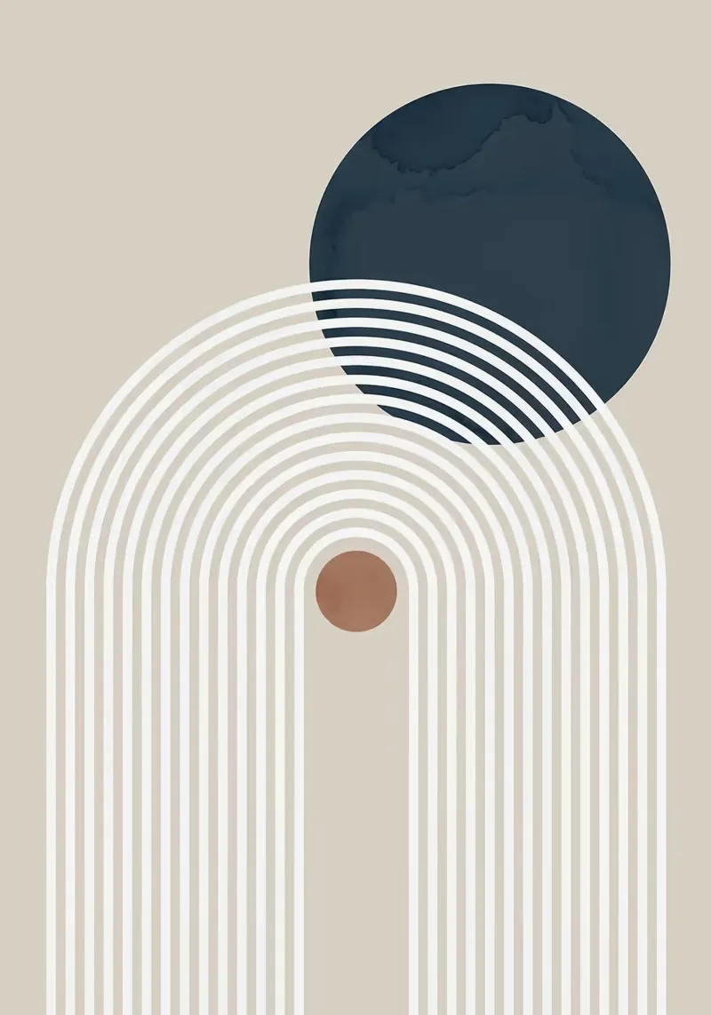 linee curve arco semicerchio cerchio scuro linee concentriche poster con telaio in legno da Patrick M Gerber