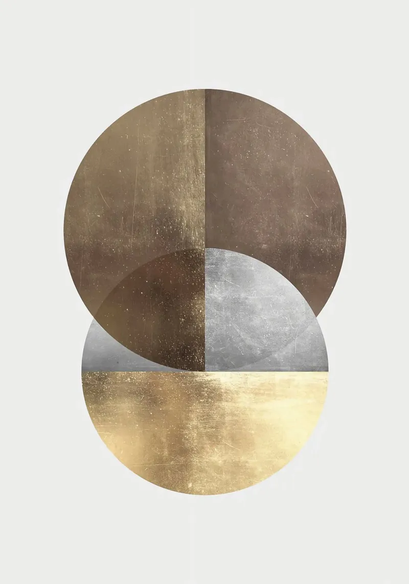 cerchio geometrico tschedgrafico oro metallizzato poster con telaio in legno da Patrick M Gerber
